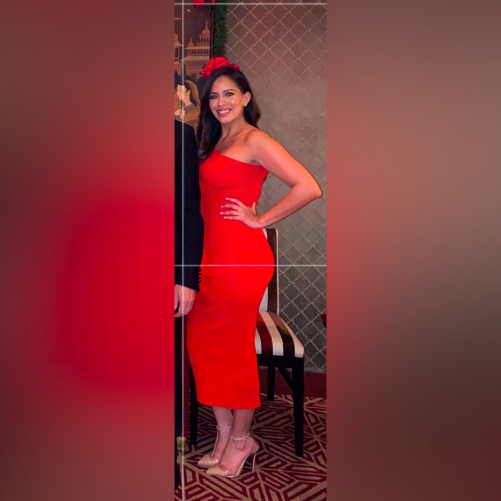 Zara Red Dress - One Sleeve long dress - size Small